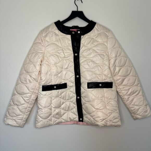 $228 kate spade new york Quilted Jacket with Pearl Buttons size large - Picture 5 of 7
